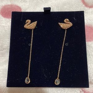 Brand new. Swarovski rose gold swan earrings
